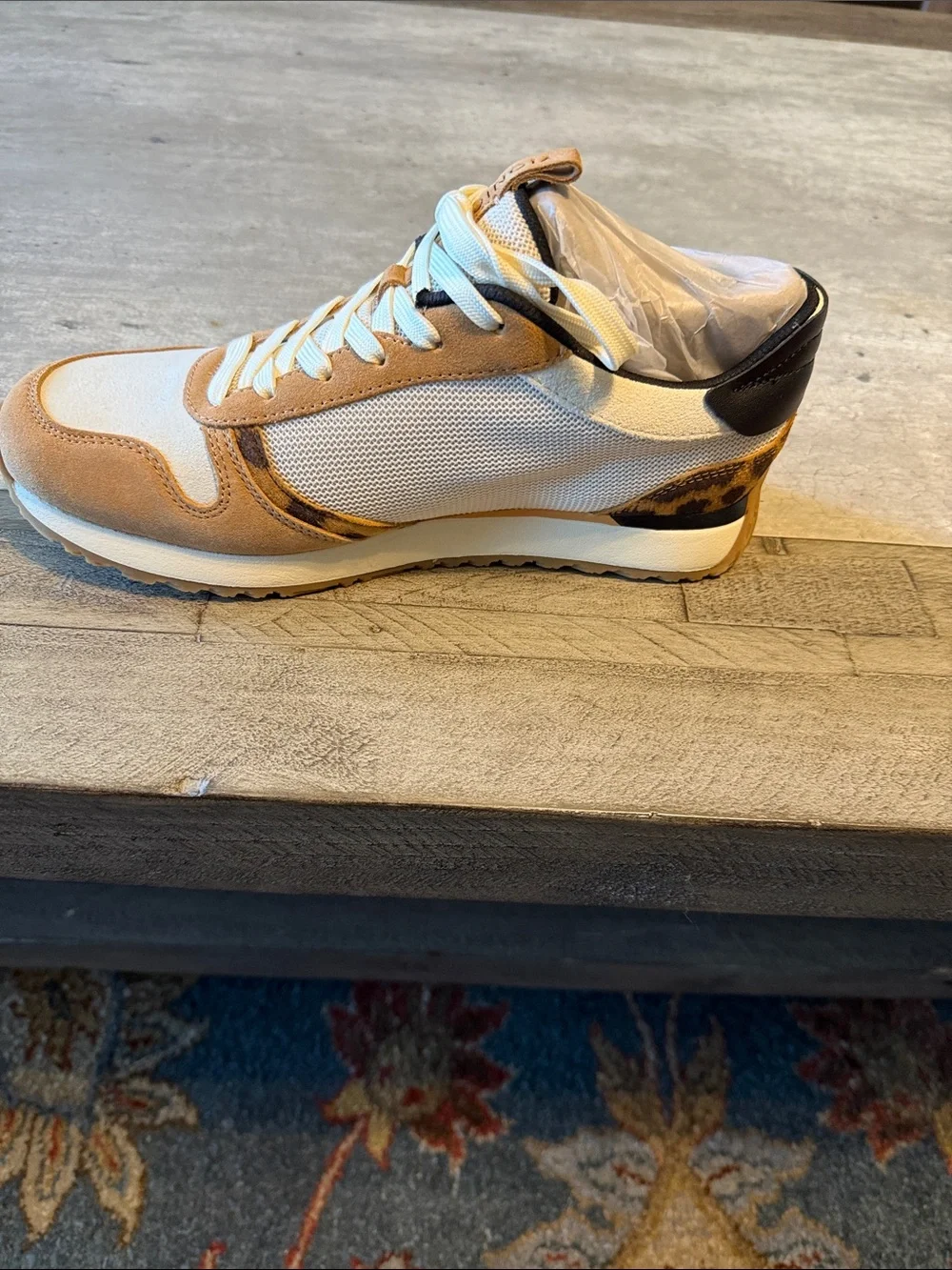 Vionic Low-Top Sneaker in White, Tan & Leopard - Picture 3 of 8